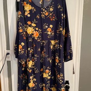 Old Navy floral plus size dress, size 3X, 3/4 sleeves
